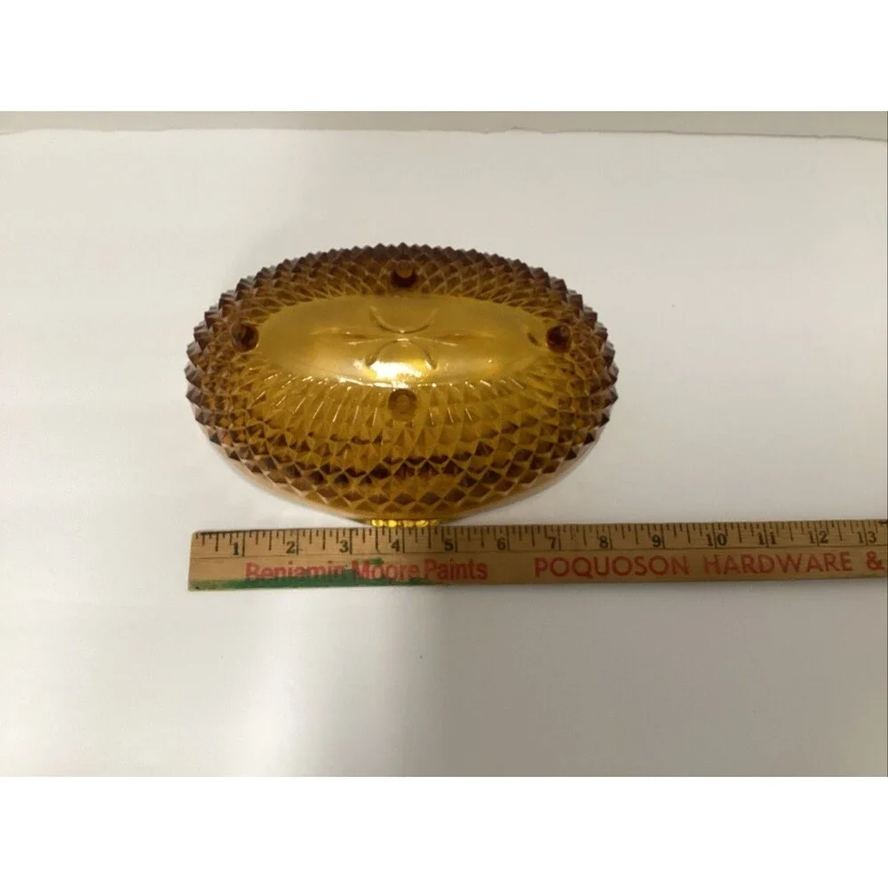 vintage Indiana glass amber -colored diamond point oval footed bowl